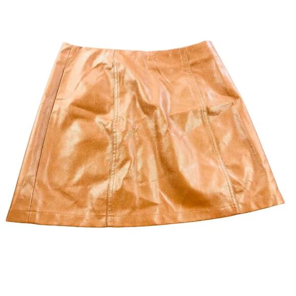 NWT Forever 21 Womens Faux Leather High Waisted Button Brown Mini Skirt Small - Picture 3 of 5